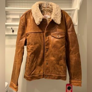 Schott NYC Buffalo Leather Trucker Jacket size L